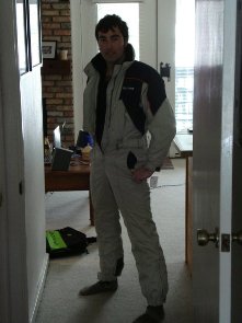 David rockin a onesie in my apartment in Vail